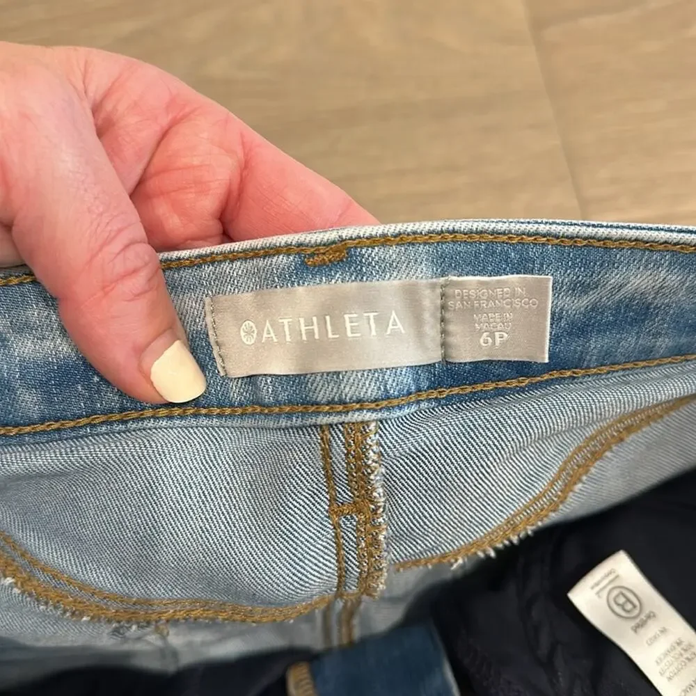 ATHLETA Light Wash Sculptek Straight Leg Ankle Stretchy High Waist Jeans Size 6P